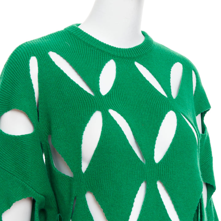 VALENTINO 2022 Pier Paolo Piccioli green virgin wool cut out sweater XXS