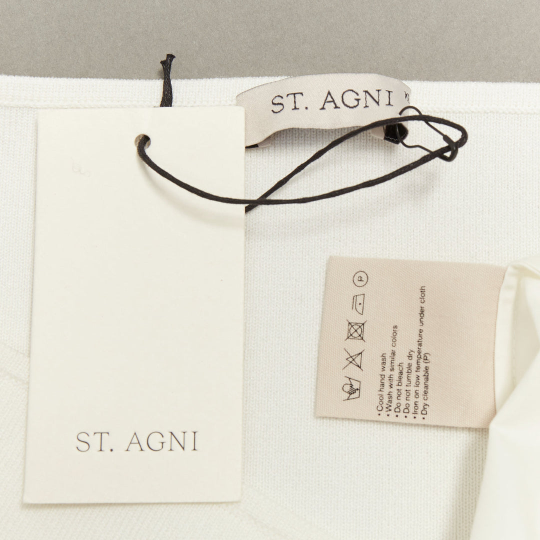 ST AGNI 2023 white strapless drop waist knit poplin maxi dress XL