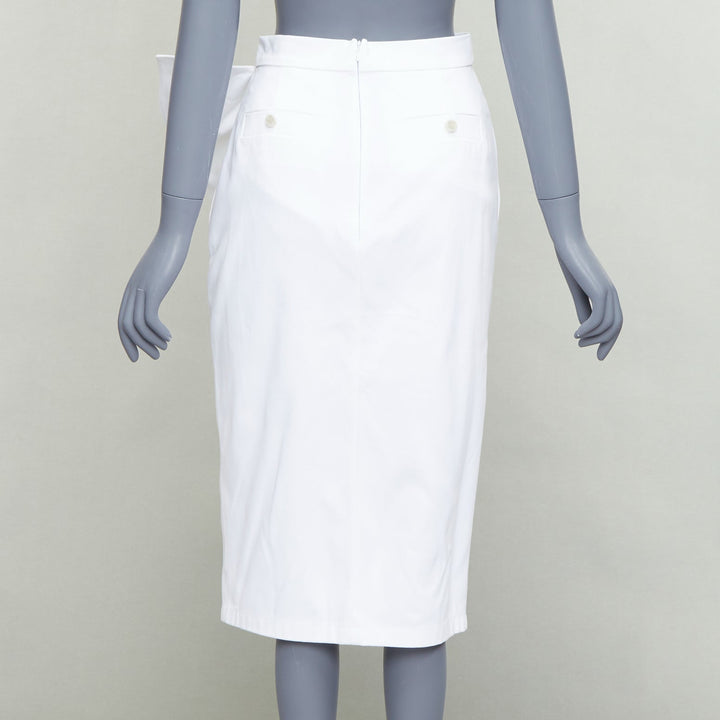 MAX MARA SFILATA white cotton asymmetric ruffles button skirt IT36 XXS