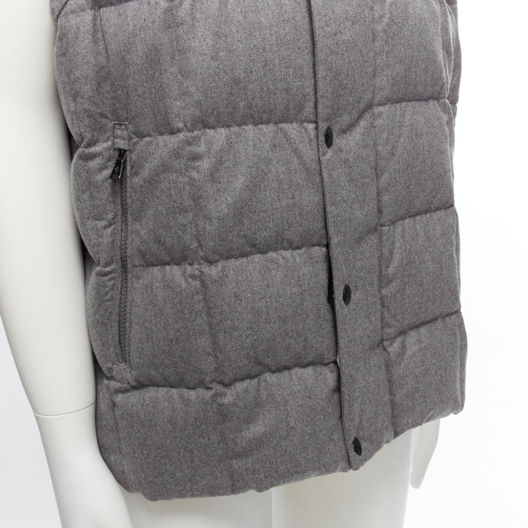 MONCLER Norme Afnor G32-003 grey wool quilted puffer vest jacket Sz.6 XXL