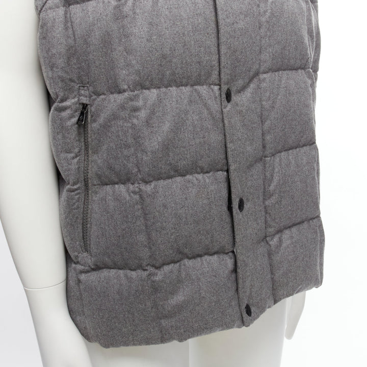 MONCLER Norme Afnor G32-003 grey wool quilted puffer vest jacket Sz.6 XXL