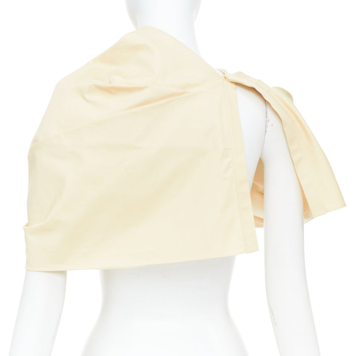 JIL SANDER 2021 pastel yellow cotton silk knot detail wrap short cape IT34 XXS