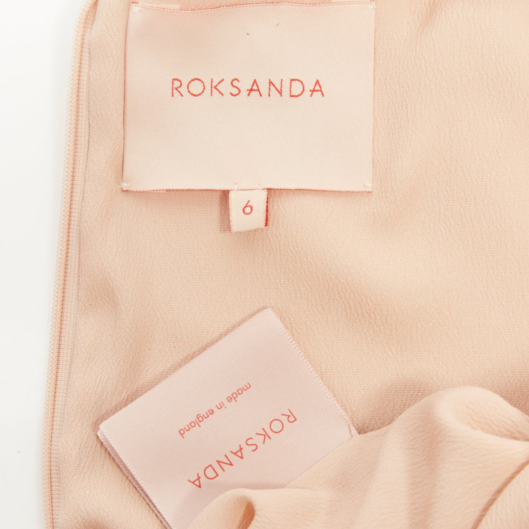 ROKSANDA Truffaut pale pink wool blend statement flared bell sleeve top UK6 XS