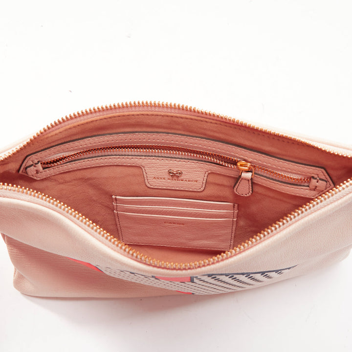 ANYA HINDMARCH 2015 Runway Arrow beige orange leather tassel pouch clutch bag