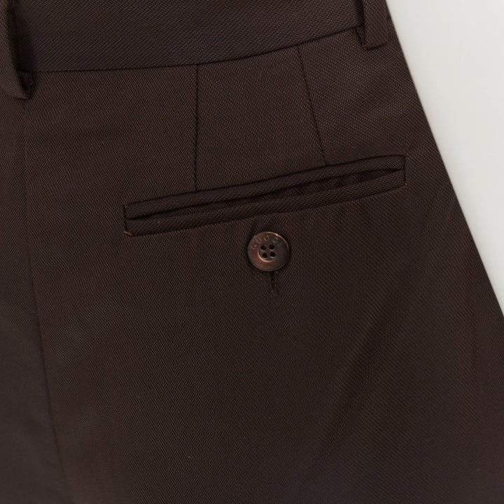 GUCCI Tom Ford chocolate brown curved pocket high waist flare trousers IT40 S