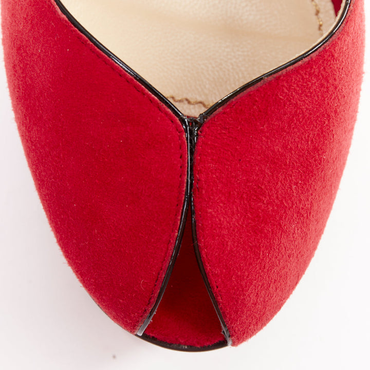 YVES SAINT LAURENT Rive Gauche Tribute Maryjane suede tulip peep platform EU36.5