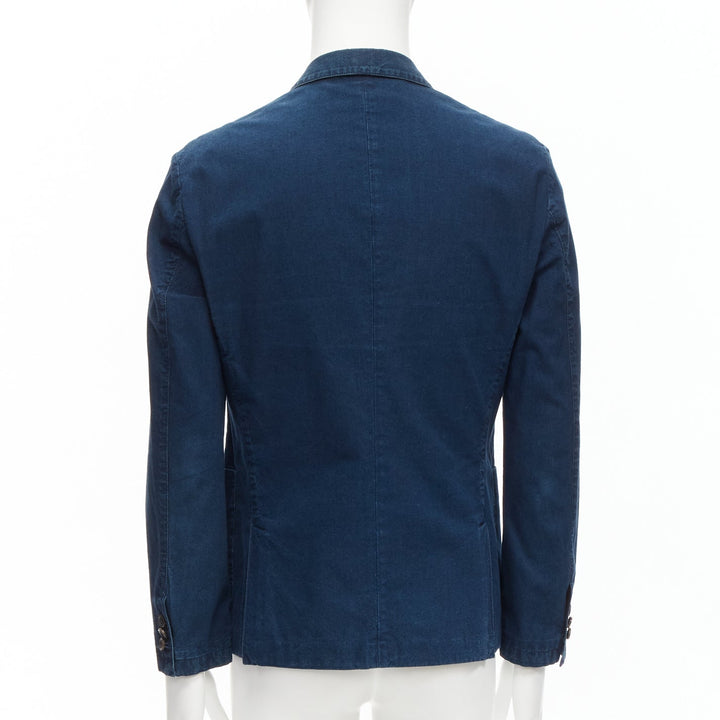 PRADA 2013 dark blue cotton denim minimal single breast blazer jacket IT50 L