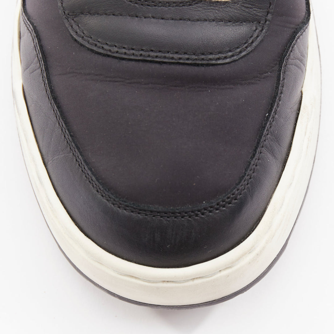 CHRISTIAN DIOR 2019 Jumper Leather black logo magic tape hi top sneakers EU37.5