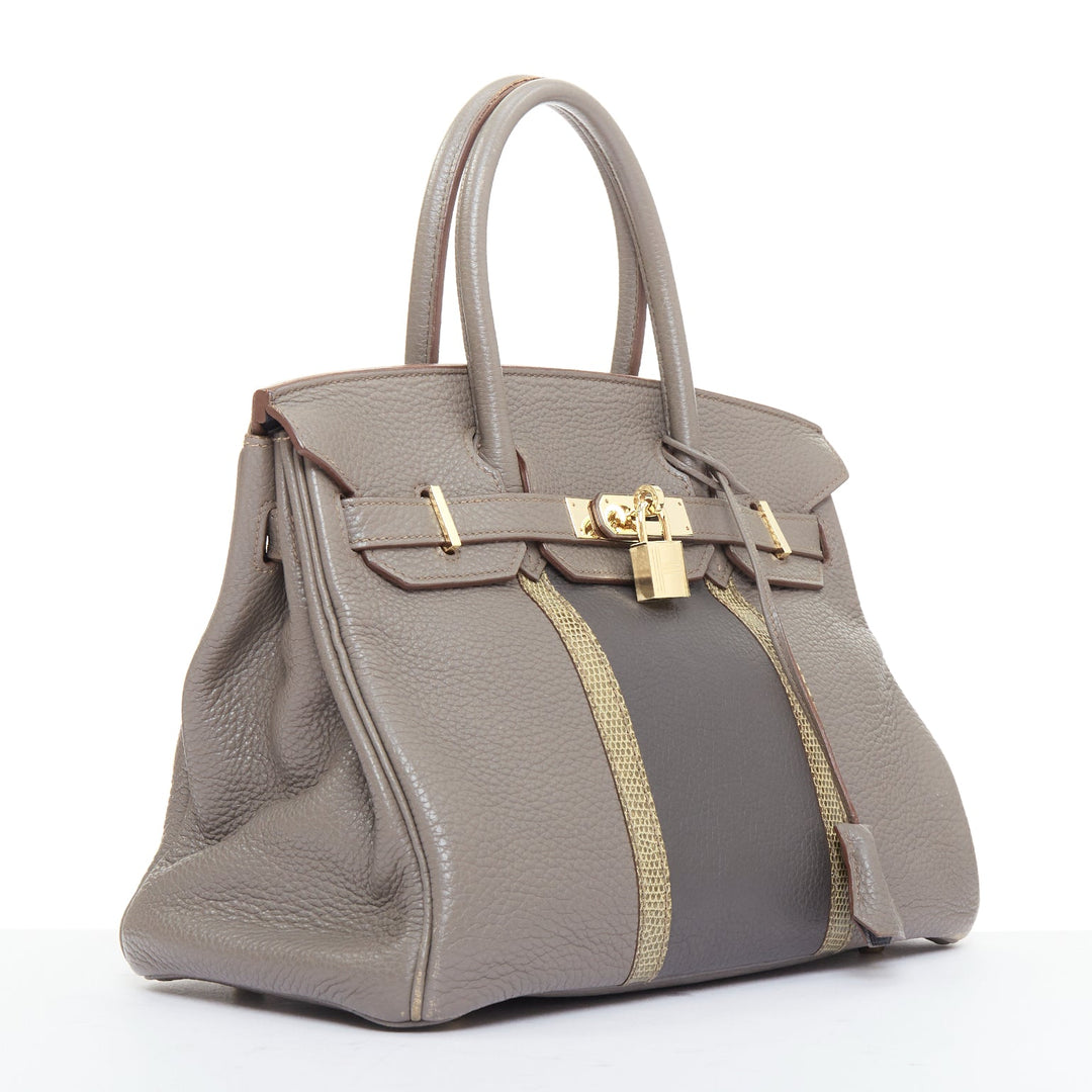 rare HERMES Jean Paul Gaultier Birkin 30 Club grey leather top handle bag