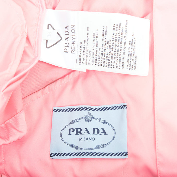 PRADA 2020 Re-Nylon pink nylon logo triangle pouch crop anorak IT38 XS