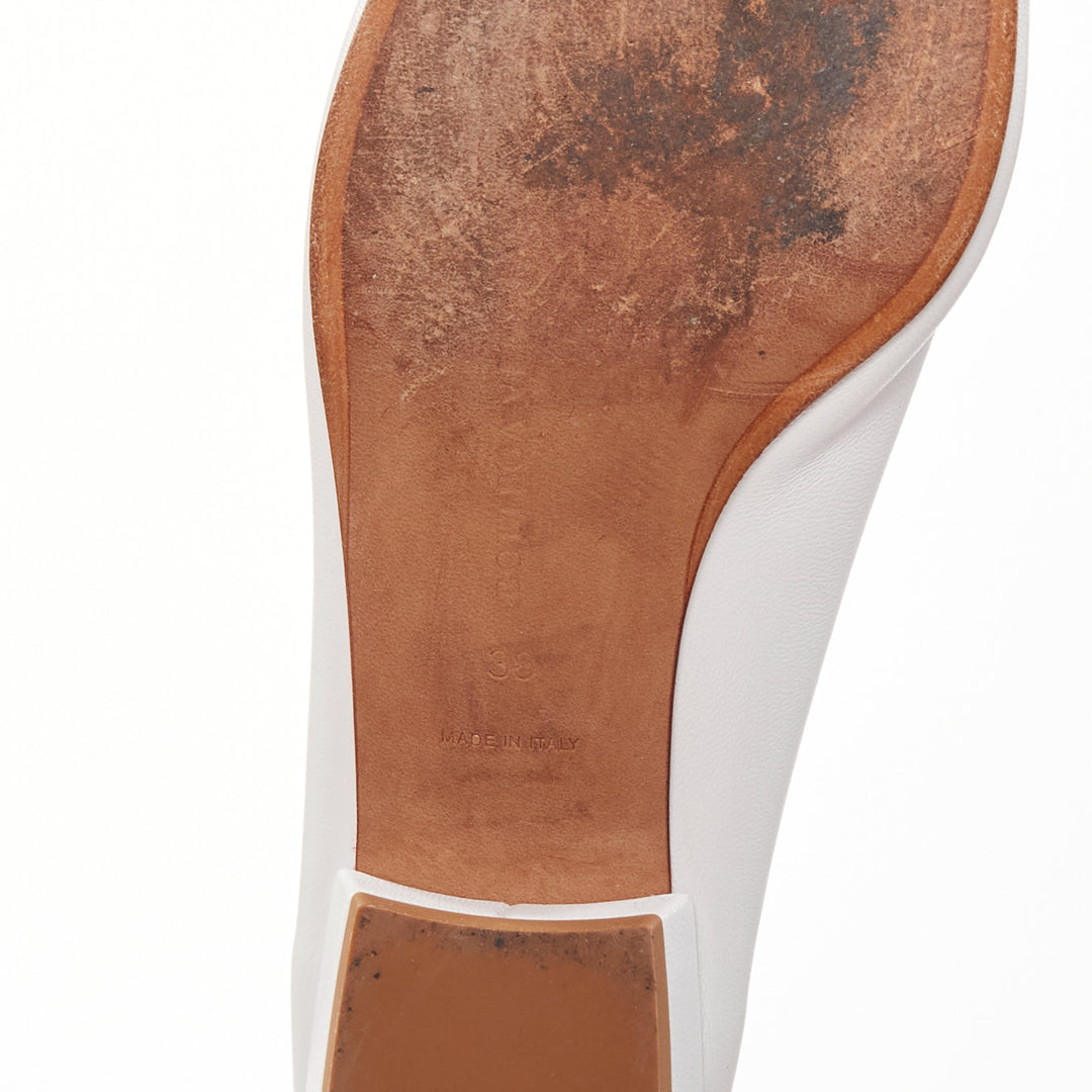 BOTTEGA VENETA Almond white soft leather scoop front pointed toe flats EU38