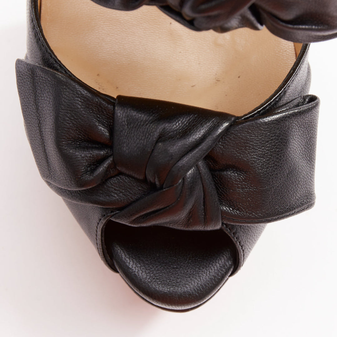 CHRISTIAN LOUBOUTIN Madame Butterfly 150 nappa black bow platform heels EU37.5
