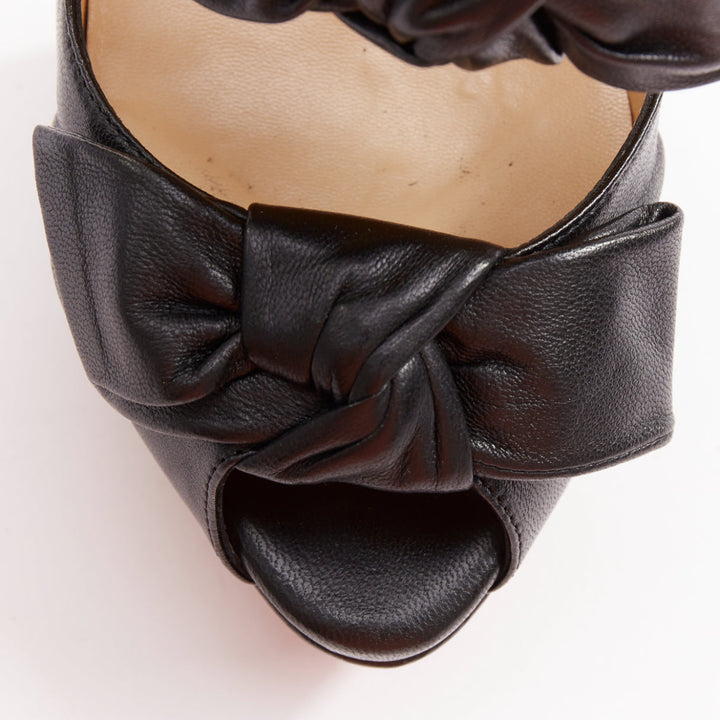 CHRISTIAN LOUBOUTIN Madame Butterfly 150 nappa black bow platform heels EU37.5