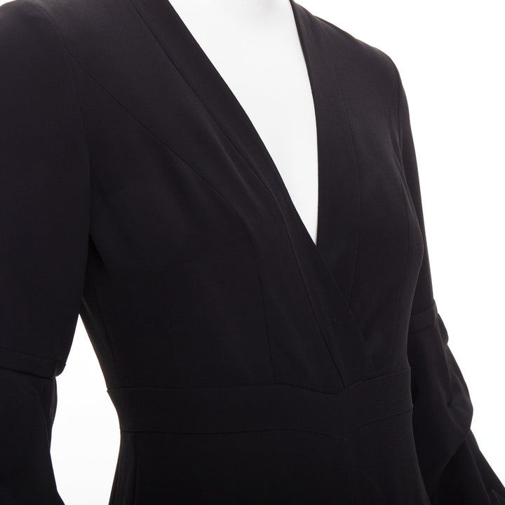 ALEXIS Maximila ruched sleeves skinny leg crepe black tapered jumpsuit XS