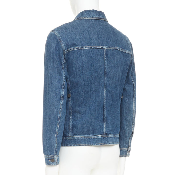 BOTTEGA VENETA blue washed denim patch pocket discreet logo chore jacket IT48 M