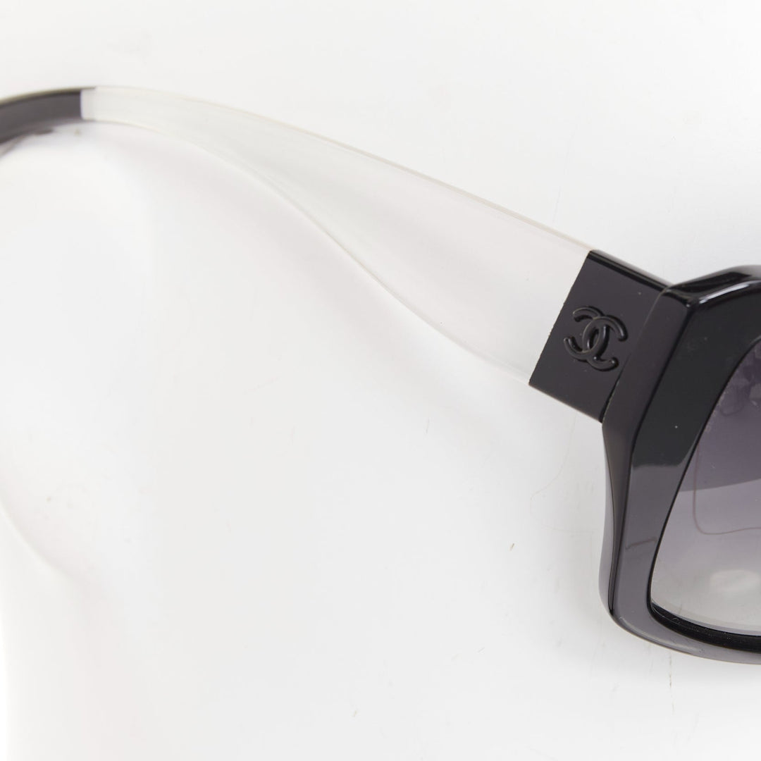 CHANEL 5263A  black clear square frame polarized CC logo sunglasses