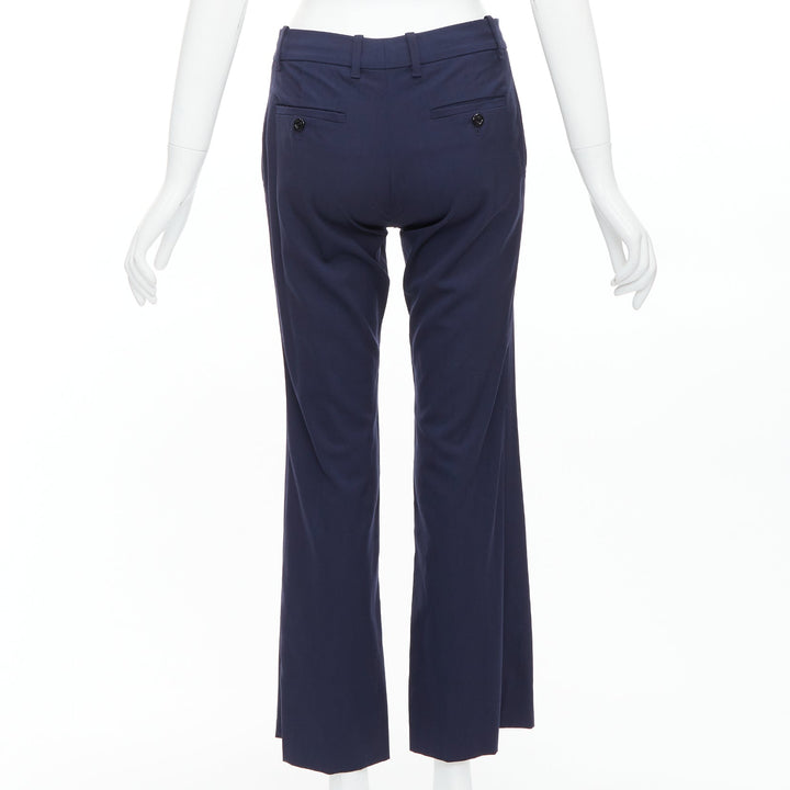 GUCCI Alessandro Michele 2017 navy bee embroidered flared pants IT38 XS