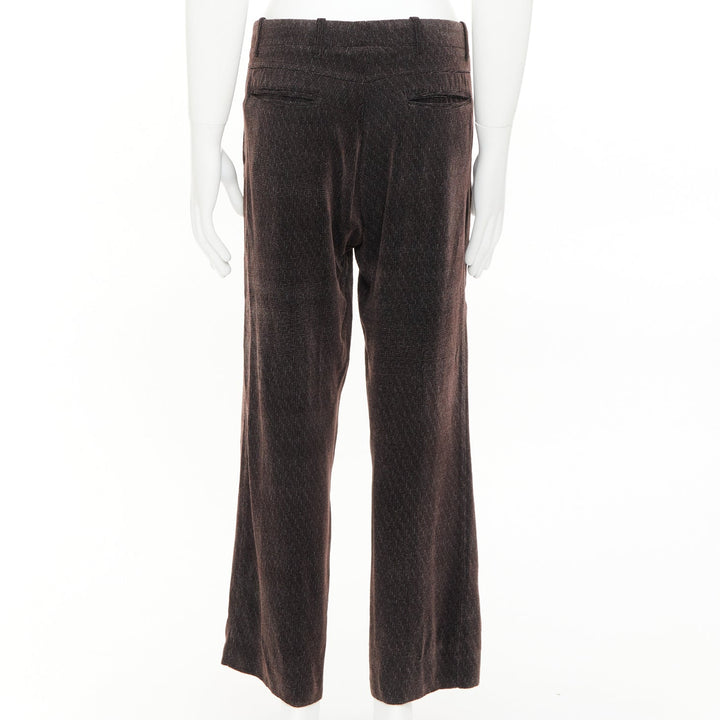 GIORGIO ARMANI dark brown grey velvet textured  wide leg cropped pants IT46 S