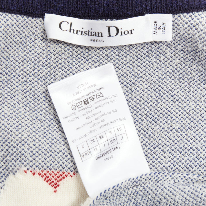 CHRISTIAN DIOR 2021 I Love Paris wool cropped track jacket zip bomber FR34 XS
