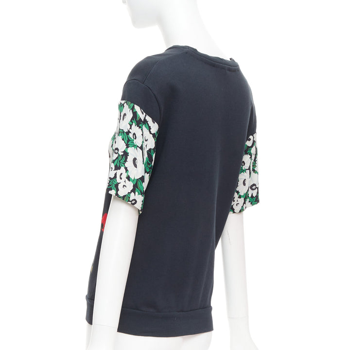 STELLA MCCARTNEY 2015 black cotton poppy daisy embroidery sweater IT38 XS