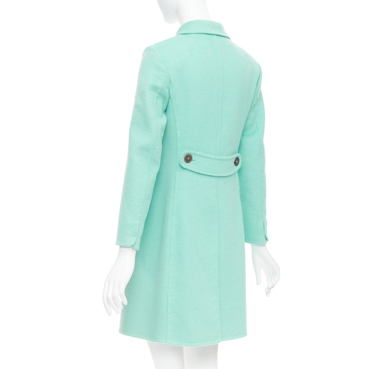 JIL SANDER turquoise blue angorawool patch pocket minimal coat  FR34 XS