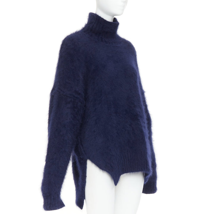 CELINE 2017 Runway Phoebe Philo navy fuzzy angora oversized sweater M