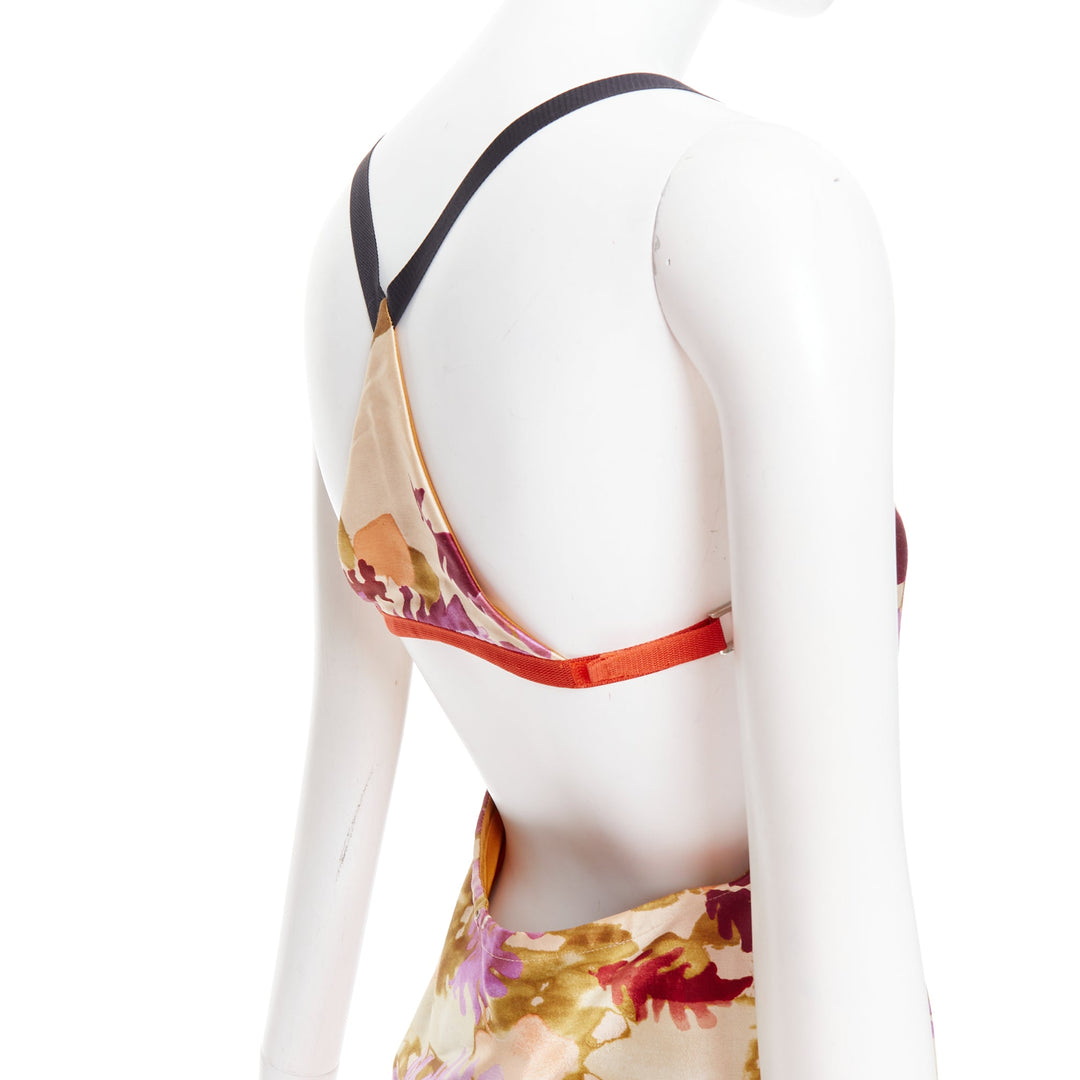 rare PRADA 1999 Runway Vintage neoprene duchess floral bondage dress IT38 XS