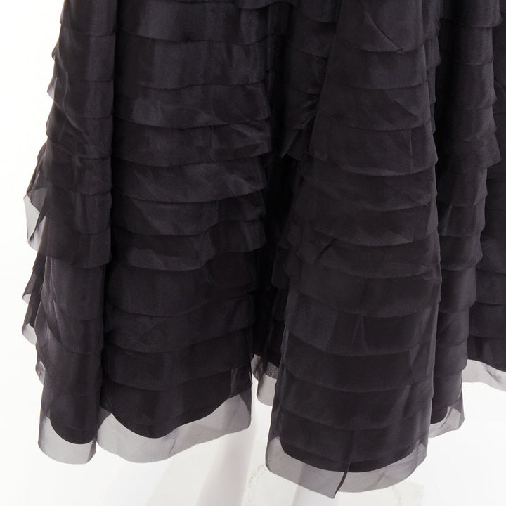 AJE Amour Ruffle Dress dramatic round sleeves rosette tiered midi gown UK8 S