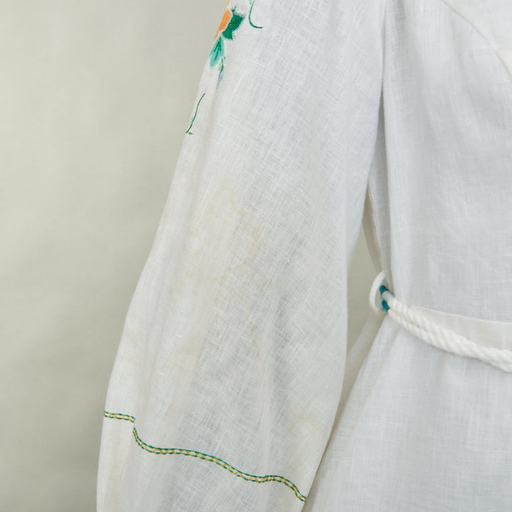 ZIMMERMANN 2021 Fiesta Applique multicolour floral white linen mini dress Sz1 S