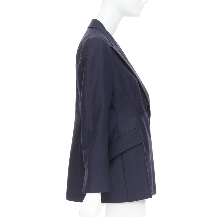 CHRISTIAN DIOR Bar navy mohair wool double breasted silk lined blazer FR42 XL