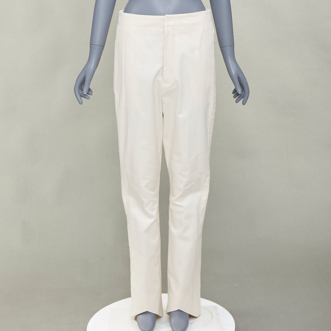 COLVILLE ivory cream cotton twill taped v raised hem harem pants IT42 M
