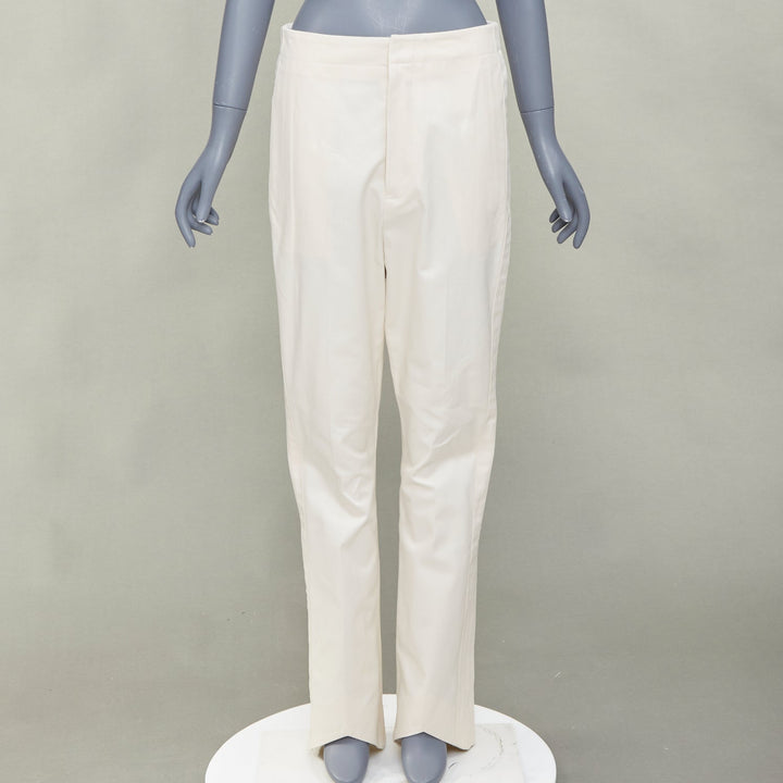 COLVILLE ivory cream cotton twill taped v raised hem harem pants IT42 M