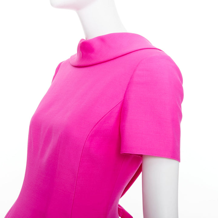 VALENTINO PPink 2022 pink virgin wool silk dipped bow back mini dress IT38 XS
