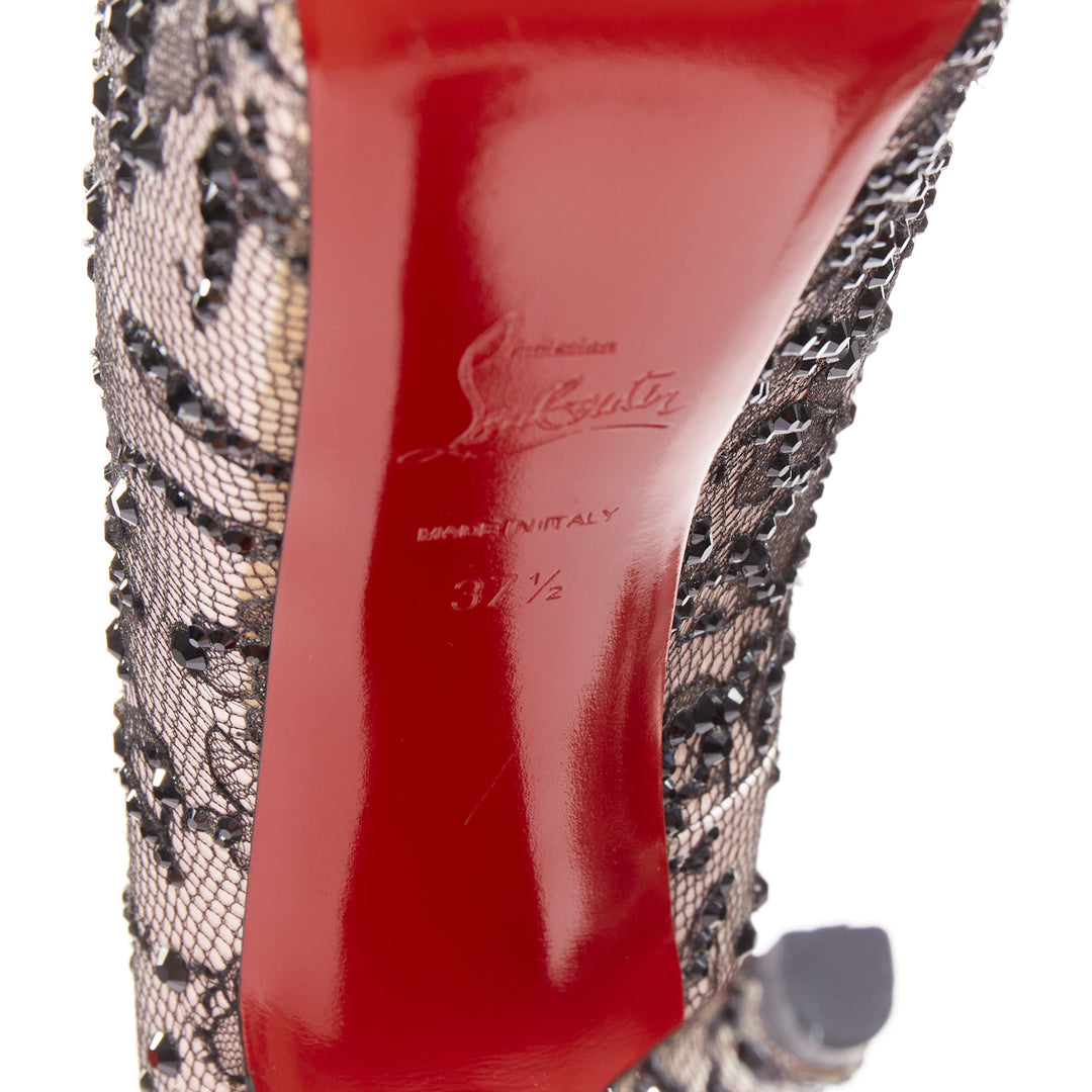 CHRISTIAN LOUBOUTIN Stardust 160 Satin Lace pink black strass platform EU37.5