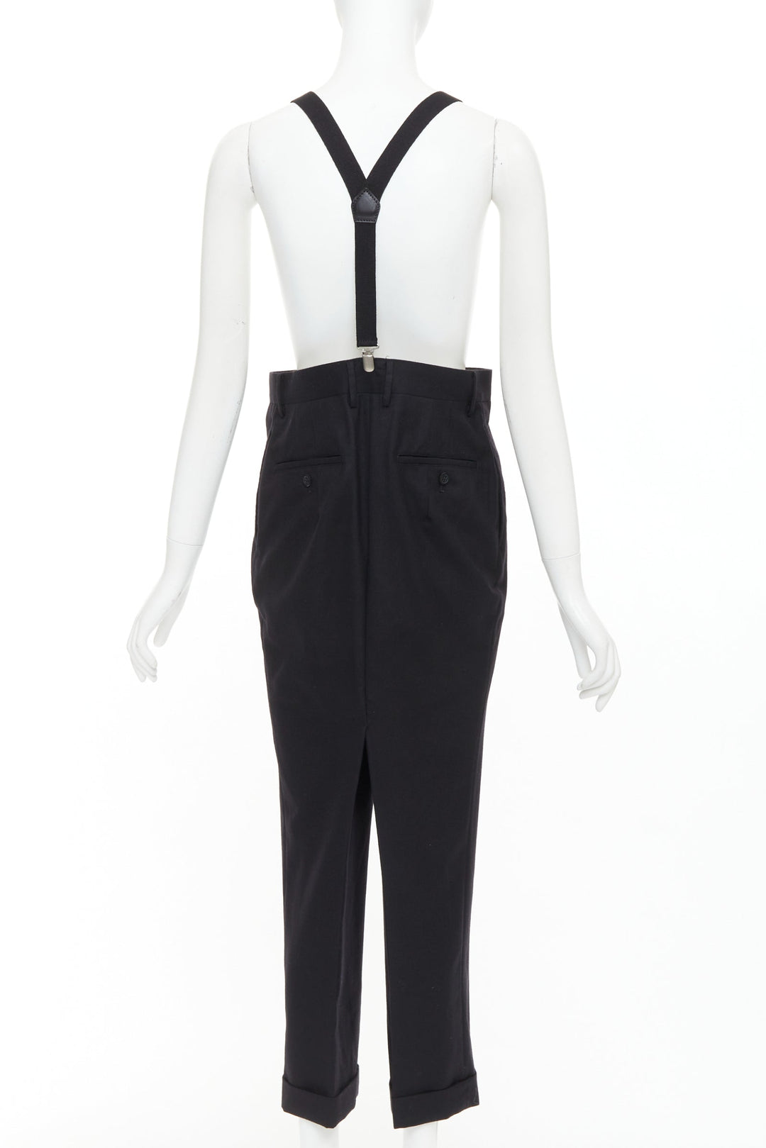JUNYA WATANABE 2012 black wool suspender high waisted harem pants M