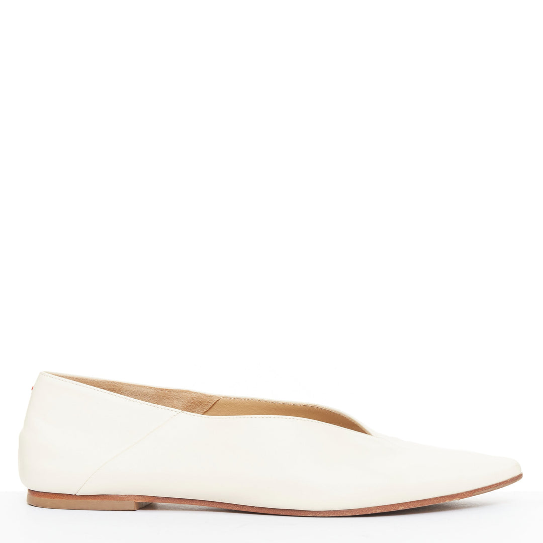 AEYDE Moa creamy nappa leather V vamp point toes 2 way flats EU37.5