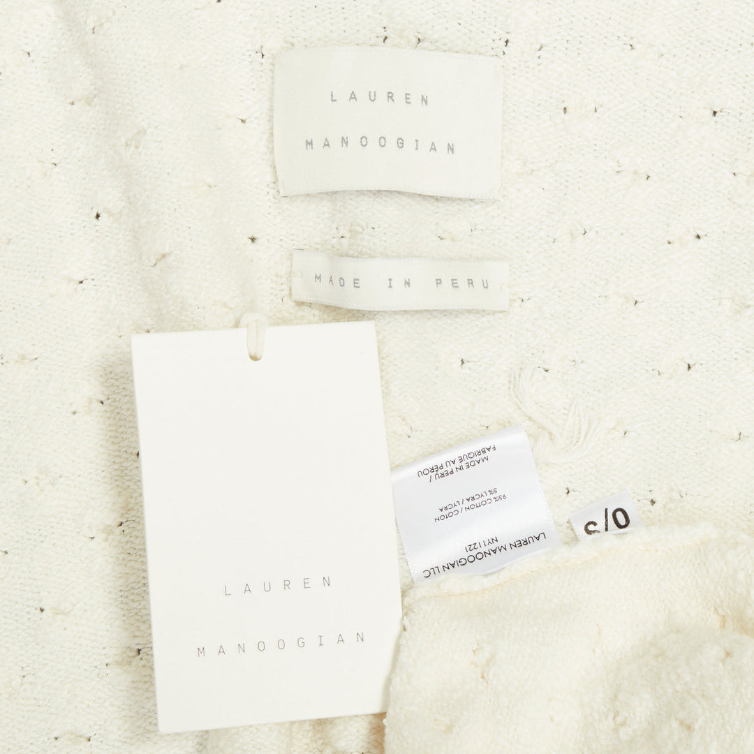 LAUREN MANOOGIAN 2022 Bubble Rib open front cream cotton cardigan knitwear OS