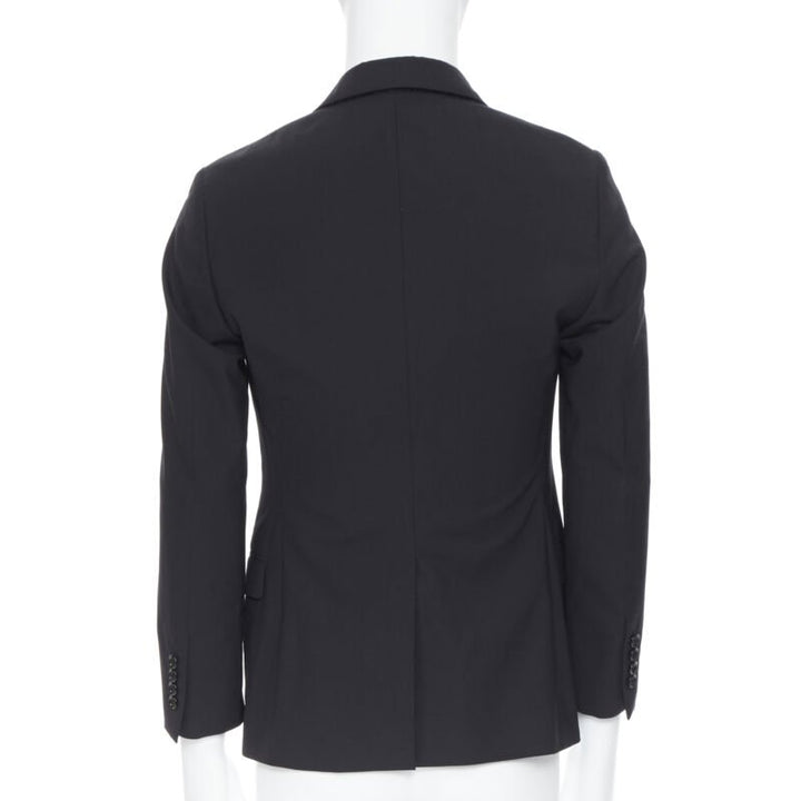 LANVIN ALBER ELBAZ wool blend black velvet peak lapel formal blazer jacket FR44