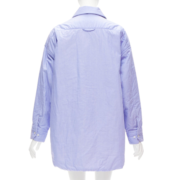 ACNE STUDIOS Reversible blue grey pinstripes padded oversized shirt FR34 XS