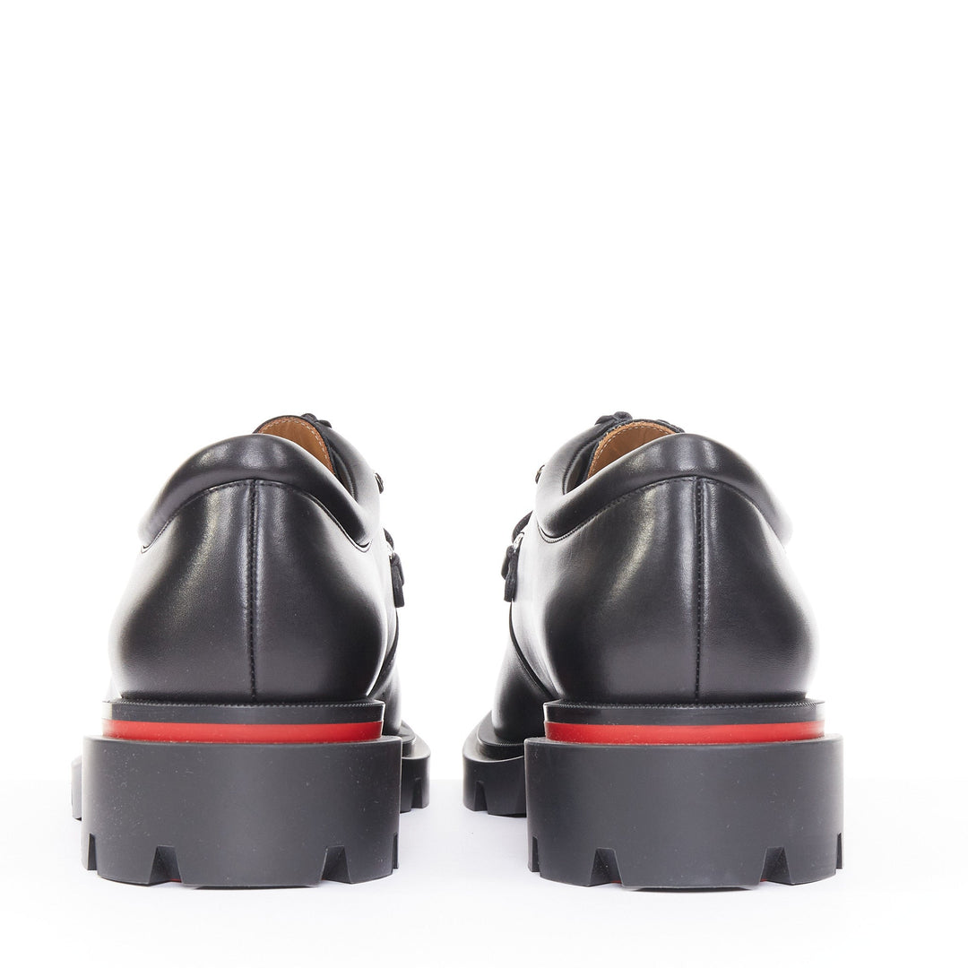 CHRISTIAN LOUBOUTIN Our Pabelito black smooth calf leather lug derby EU43 US10