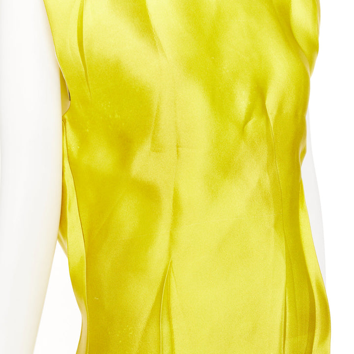 PRADA 2023 Runway yellow printed tie dye open back creased top blouse IT36 XXS