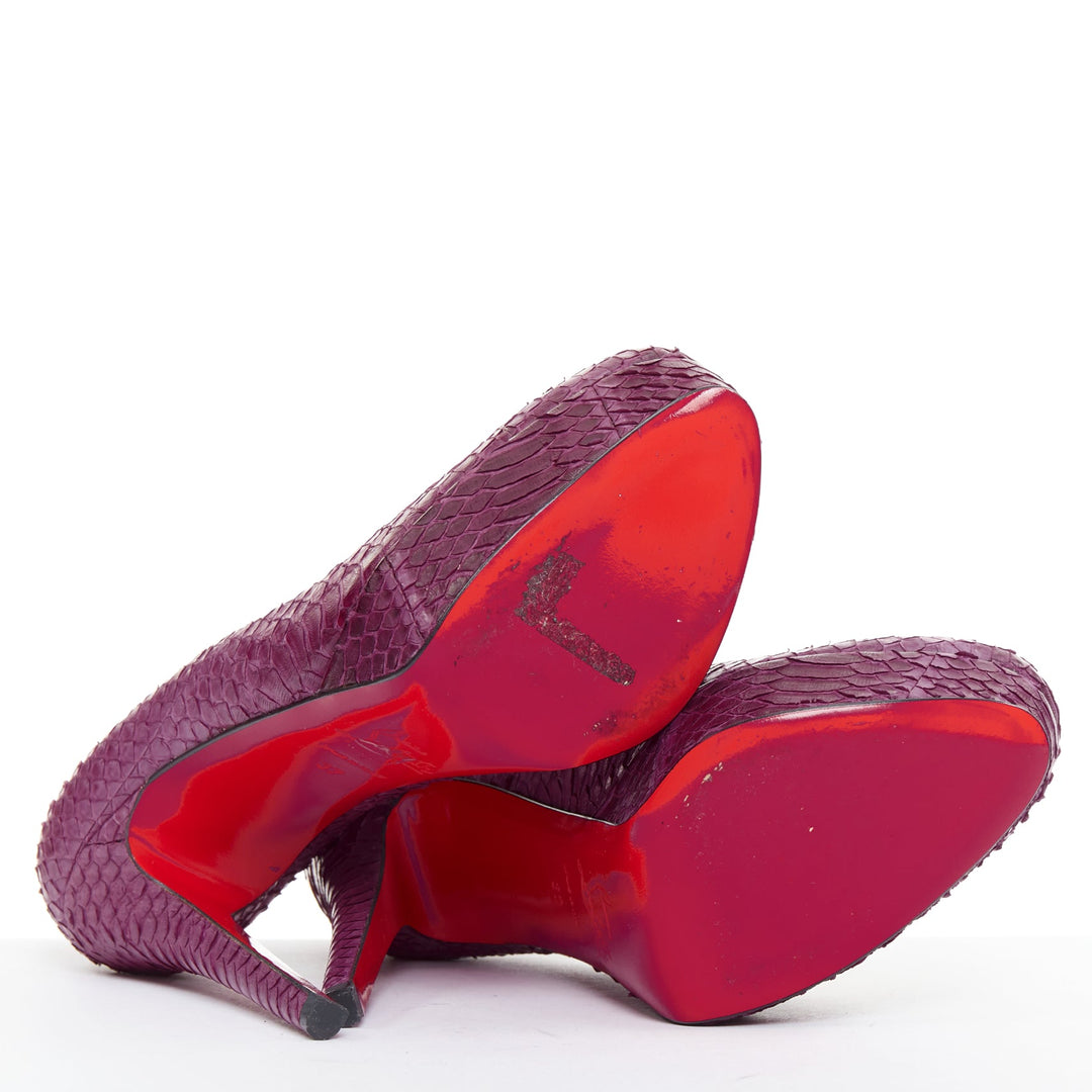 CHRISTIAN LOUBOUTIN Bianca 140 Amethyste purple watersnake platform pumps EU37