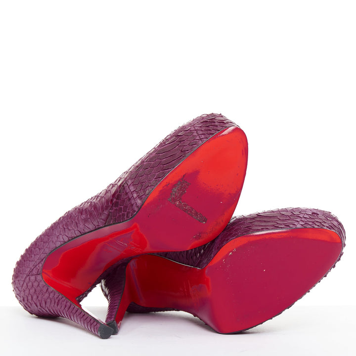 CHRISTIAN LOUBOUTIN Bianca 140 Amethyste purple watersnake platform pumps EU37
