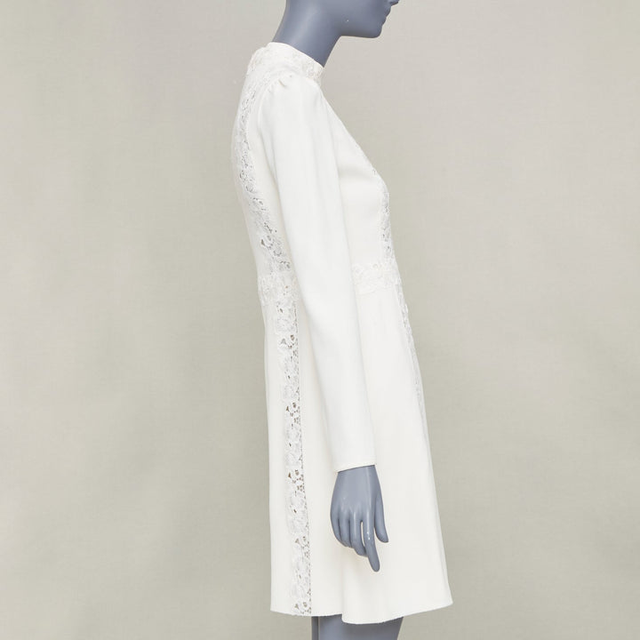 GIAMBATTISTA VALLI 2018 floral lace insert ivory viscose shift dress IT40 XS