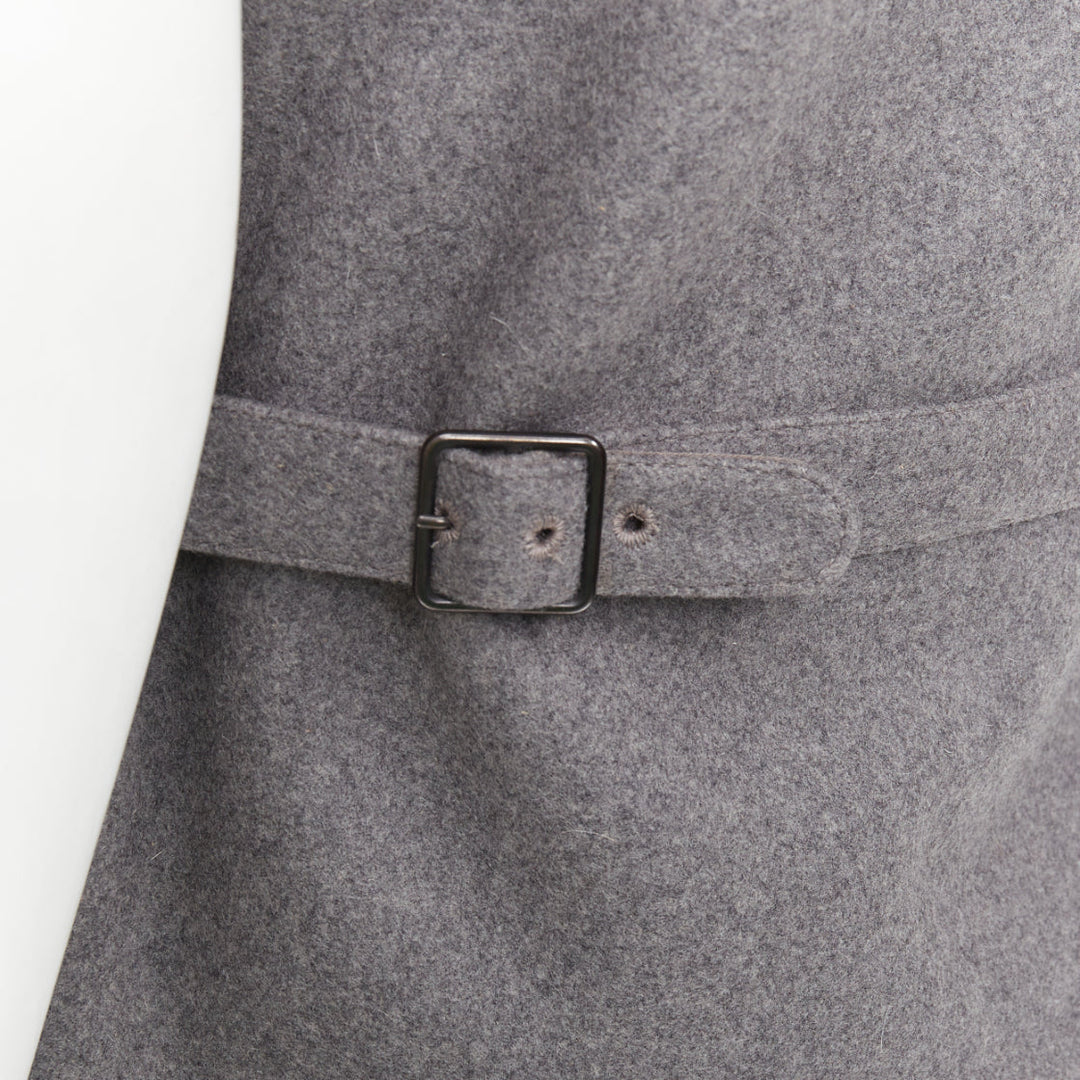 LEMAIRE grey 100% virgin wool felt horn buttons pocketed waist coat vest Sz.2 M