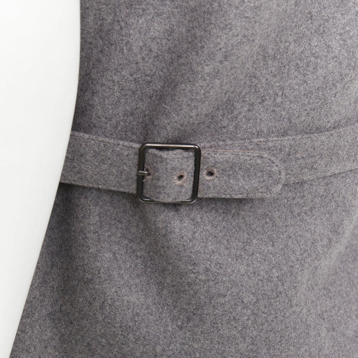 LEMAIRE grey 100% virgin wool felt horn buttons pocketed waist coat vest Sz.2 M