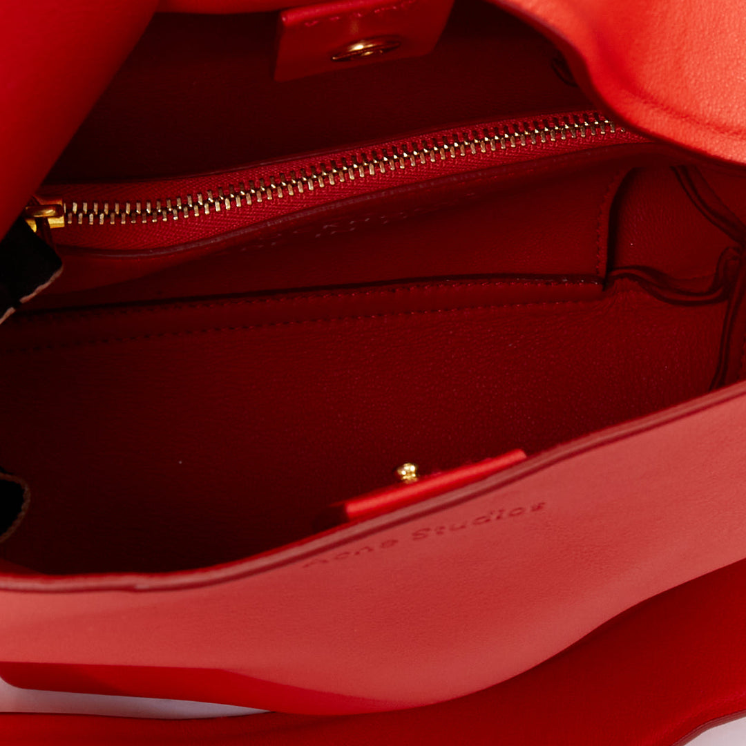 ACNE STUDIOS Musubi Mini red smooth leather ribbon side top handle bag