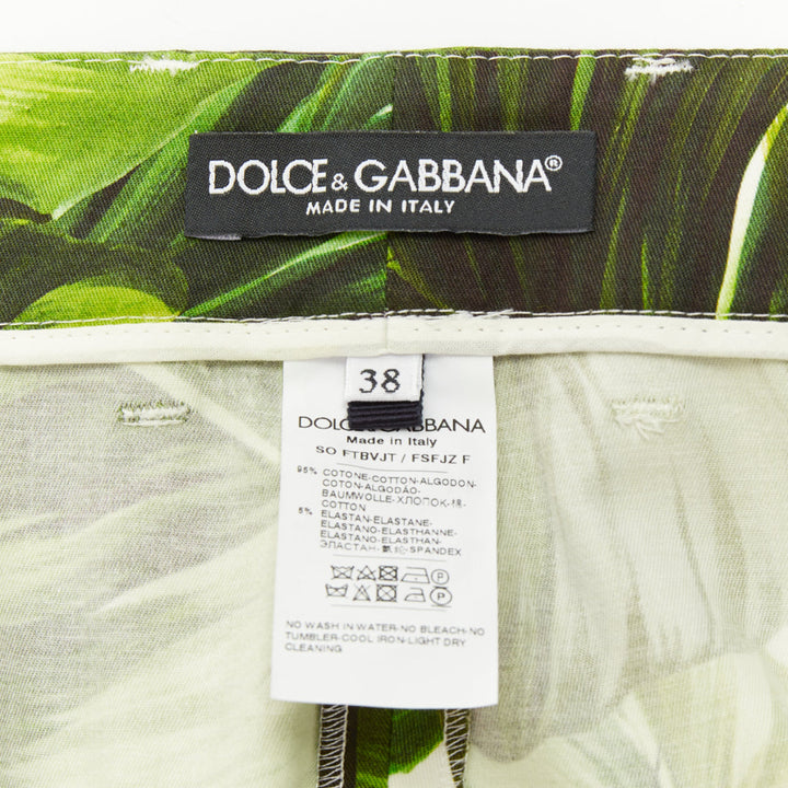 DOLCE GABBANA 2016 Banana Leaf botanical green cotton shorts IT38 XS