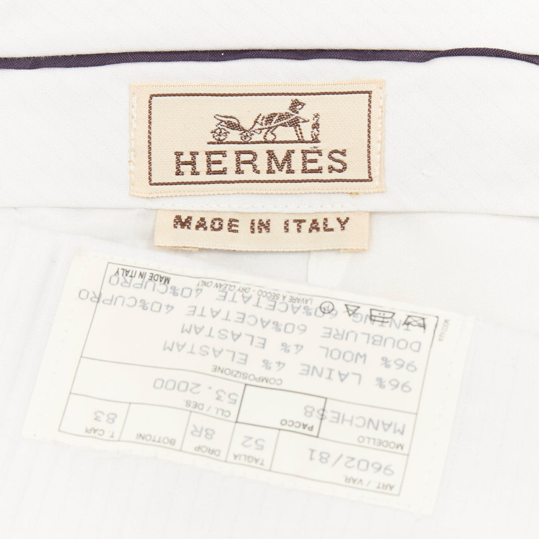 HERMES black wooly high waisted straight leg 2 back pockets trousers FR50 XL