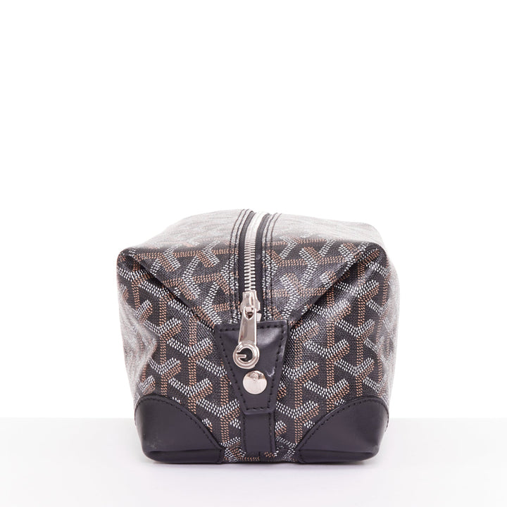 GOYARD Boeing 25 navy blue Goyardine canvas silver hardware toiletry pouch bag